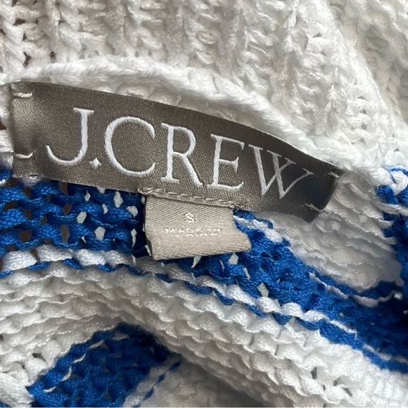 J.Crew Textured Tie Back Rollneck Sweater Sz S Blue White Oversized Boxy 2024 - Picture 5 of 15
